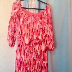 INC International Concepts Pink and Red Long Sleeve Dress. Worn Once